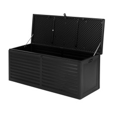 Gardeon 390L Outdoor Storage Box - Weather-Resistant Black Polypropylene Bench with Lockable Lid & Easy Assembly