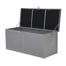 Gardeon 490L Lockable Outdoor Storage Box - Weather-Resistant PP, Bench Seat, Ideal for Tools & Toys, Black/Grey