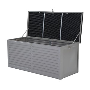 Gardeon 490L Lockable Outdoor Storage Box - Weather-Resistant PP, Bench Seat, Ideal for Tools & Toys, Black/Grey