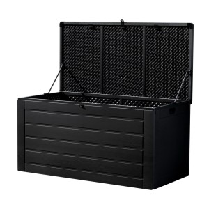 Gardeon 680L Lockable Outdoor Storage Box - Weather-Resistant Garden Bench, Durable Polypropylene, Black
