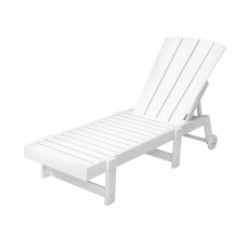 Gardeon Sun Lounge Beach Chair White HDPE Adirondack Lounger with Wheels, 4-Position Recline, 150kg Capacity, Outdoor
