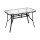 Gardeon 120CM Black Outdoor Dining Table, Steel Frame, Tempered Glass Top, with Parasol Hole and Anti-Slip Feet