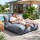Artiss 2-Seater Outdoor Bean Bag Cover Grey 600D Polyester Splash Proof UV Resistant Large L-Shape Sofa Cover
