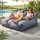 Artiss 2-Seater Outdoor Bean Bag Cover Grey 600D Polyester Splash Proof UV Resistant Large L-Shape Sofa Cover