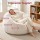 Artiss Beige Faux Fur Bean Bag Cover Large Round 107 x 107 x 81 cm Washable No Filler Storage Seat Sofa