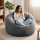 Artiss Grey Faux Fur Bean Bag Cover 107cm Round Large Washable Soft Lounge Seat Cover No Filler Included