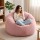 Artiss Large Faux Fur Bean Bag Cover 107x107x81cm Round Washable Plush Pink No Filler Included Option