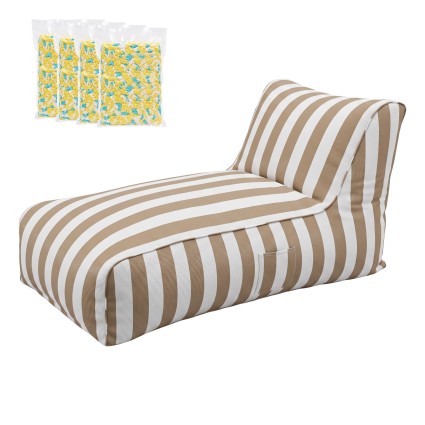 Artiss Outdoor Bean Bag Chair Taupe Memory Foam L-Shape Water-Resistant Polyester 120x60x66cm Long Lasting