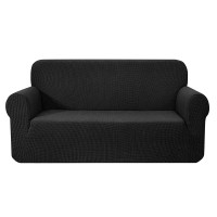 Artiss 3 Seater Sofa Cover, High Stretch Polar Fleece in Black, Machine Washable, All-Round Protection, Anti-Slip