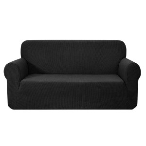 Artiss 3 Seater Sofa Cover, High Stretch Polar Fleece in Black, Machine Washable, All-Round Protection, Anti-Slip