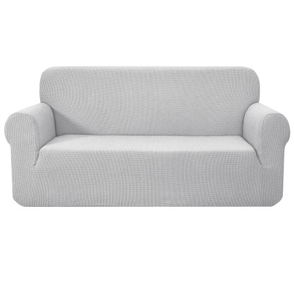 Artiss 3 Seater Sofa Cover Grey, High Stretch Polar Fleece Couch Protector, Anti-Slip, Machine Washable, Fits Most Sofas
