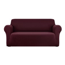 Artiss 3 Seater Sofa Cover Burgundy, Stretch Knitted Fabric, Machine Washable, Anti-Slip, All-Round Protection