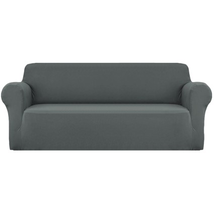 Artiss 4 Seater Sofa Cover Grey, Stretch Knitted Fabric, Machine Washable, Anti-Slip, Fits Most Couch Styles