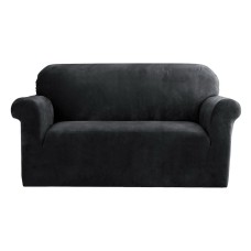 Artiss Black Velvet 2-Seater Sofa Cover - Stretchable, Anti-Slip, Machine Washable Crystal Velvet Couch Protector Artiss Black Velvet 2-Seater Sofa Cover - Stretchable, Anti-Slip, Machine Washable Crystal Velvet Couch Protector