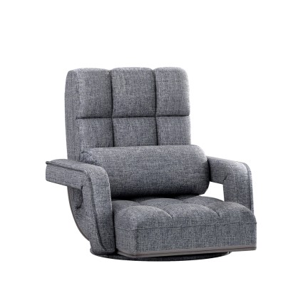 Artiss Adjustable Floor Lounge Sofa Bed, Linen Fabric, Grey, 49x58x71cm, Versatile Swivel Design with Bonus Pillow