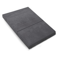 Giselle Bedding Double Grey Foldable Mattress - Velvet Fabric, High-Density Foam, Washable Cover, 180x122x12cm