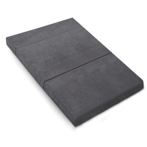Giselle Bedding Double Grey Foldable Mattress - Velvet Fabric, High-Density Foam, Washable Cover, 180x122x12cm