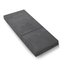 Giselle Bedding Foldable Single Mattress - Velvet Grey, High Density Foam, Washable Cover, 180x70x12cm
