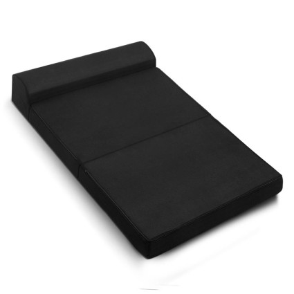 Giselle Bedding Foldable Double Foam Mattress - Black, 180x122cm, Breathable Air Mesh, Washable Cover, Sofa Bed Combo