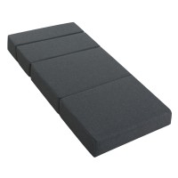 Giselle Bedding Foldable Mattress - Convertible Foam Bed & Couch, Dark Grey, 180x70x12cm, Faux Linen Cover, Washable