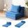Artiss 3-in-1 Convertible Folding Sofa Bed, Armless Velvet Lounger with Pillow, High-Density Foam, Non-Slip Base, Blue