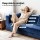 Artiss 3-in-1 Convertible Sofa Bed - Velvet, High-Density Foam, Non-Slip Base, 300KG Capacity, Curved Couch, Blue