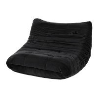 Artiss 2-Seater Lazy Sofa: Velvet Caterpillar Design, Armless, High Resilience Foam, Portable Floor Couch, Black