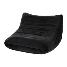 Artiss 2-Seater Lazy Sofa: Velvet Caterpillar Design, Armless, High Resilience Foam, Portable Floor Couch, Black