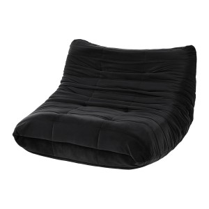 Artiss 2-Seater Lazy Sofa: Velvet Caterpillar Design, Armless, High Resilience Foam, Portable Floor Couch, Black