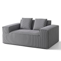 Artiss 2 Seater Corduroy Loveseat Sofa Bed - No Assembly, High-Density Foam, Pocket Spring, Grey, Bonus Cushions