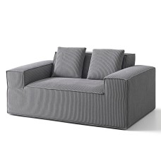 Artiss 2 Seater Corduroy Loveseat Sofa Bed - No Assembly, High-Density Foam, Pocket Spring, Grey, Bonus Cushions