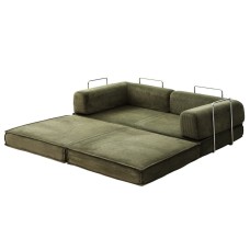 Artiss Convertible Folding Sofa Bed Green - Corduroy Fabric, 2-Seater, Steel Frame, 180x200cm, Non-Slip, 300kg Capacity Artiss Convertible Folding Sofa Bed Green - Corduroy Fabric, 2-Seater, Steel Frame, 180x200cm, Non-Slip, 300kg Capacity