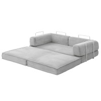 Artiss Convertible Folding Sofa Bed Grey - 2-Seater, Breathable Corduroy, Sturdy Steel Frame, Supports 300kg, 180x200cm