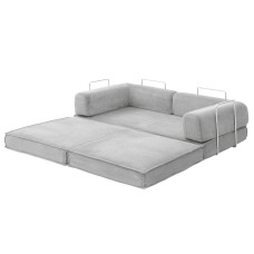 Artiss Convertible Folding Sofa Bed Grey - 2-Seater, Breathable Corduroy, Sturdy Steel Frame, Supports 300kg, 180x200cm Artiss Convertible Folding Sofa Bed Grey - 2-Seater, Breathable Corduroy, Sturdy Steel Frame, Supports 300kg, 180x200cm
