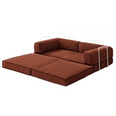Artiss Convertible Folding Sofa Bed Orange - 2-Seater Corduroy, Steel Frame, 180x200cm, Supports 300kg, Non-Slip Design Artiss Convertible Folding Sofa Bed Orange - 2-Seater Corduroy, Steel Frame, 180x200cm, Supports 300kg, Non-Slip Design