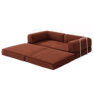 Artiss Convertible Folding Sofa Bed Orange - 2-Seater Corduroy, Steel Frame, 180x200cm, Supports 300kg, Non-Slip Design