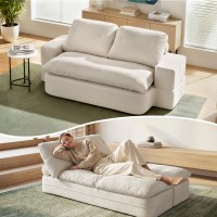 Artiss Convertible Corduroy Sofa Bed 200cm Boneless Couch, 30D High-Density Foam, Lounger with Headrests, Blanket, Beige