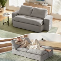Artiss 200cm Convertible Folding Sofa Bed, 30D High-Density Foam Boneless Corduroy Couch, Grey Lounger for Living Room