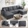 Artiss Modular U-Shaped Sectional Storage Sofa Grey Faux Linen with Movable Ottomans and Deep Seating