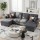 Artiss Modular U-Shaped Sectional Storage Sofa Grey Faux Linen with Movable Ottomans and Deep Seating