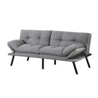 Artiss 3-Seater Sofa Bed Convertible Recliner – Grey Faux Linen, Tufted Design, Adjustable Backrest & Armrests, 176cm