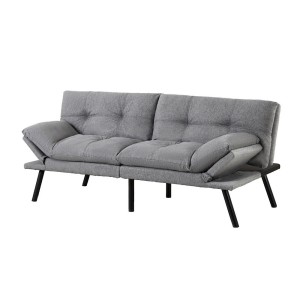 Artiss 3-Seater Sofa Bed Convertible Recliner – Grey Faux Linen, Tufted Design, Adjustable Backrest & Armrests, 176cm