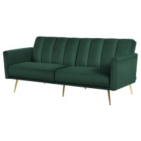 Artiss 3 Seater Velvet Sofa Bed Couch, Convertible Lounge, Adjustable Arm Recliner, Modern Green, 207cm, 300kg