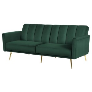 Artiss 3 Seater Velvet Sofa Bed Couch, Convertible Lounge, Adjustable Arm Recliner, Modern Green, 207cm, 300kg