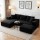 Artiss Modular Corduroy Sofa Bed 2-Seater Left Chaise with Ottoman Black Compressed Sectional Sofa Bed