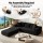 Artiss Modular Corduroy Sofa Bed 2-Seater Left Chaise with Ottoman Black Compressed Sectional Sofa Bed