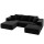 Artiss Modular Corduroy Sofa Bed 2-Seater Left Chaise with Ottoman Black Compressed Sectional Sofa Bed