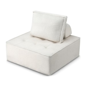 Artiss Floor Sofa Lounge Chair with Removable Pillow - Ergonomic, Bouclé Fabric, 86cm, Plush Cotton Backrest, White