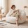 Artiss Shell-Shaped Boneless Couch Faux Fur Small Single Boneless Bean Bag Lounge Chair White 130x112x74cm