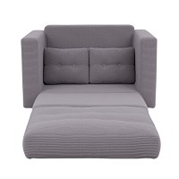 Artiss 2-Seater Corduroy Convertible Boneless Sofa Bed Grey Pull Out Couch with Pillows 140cm Wide